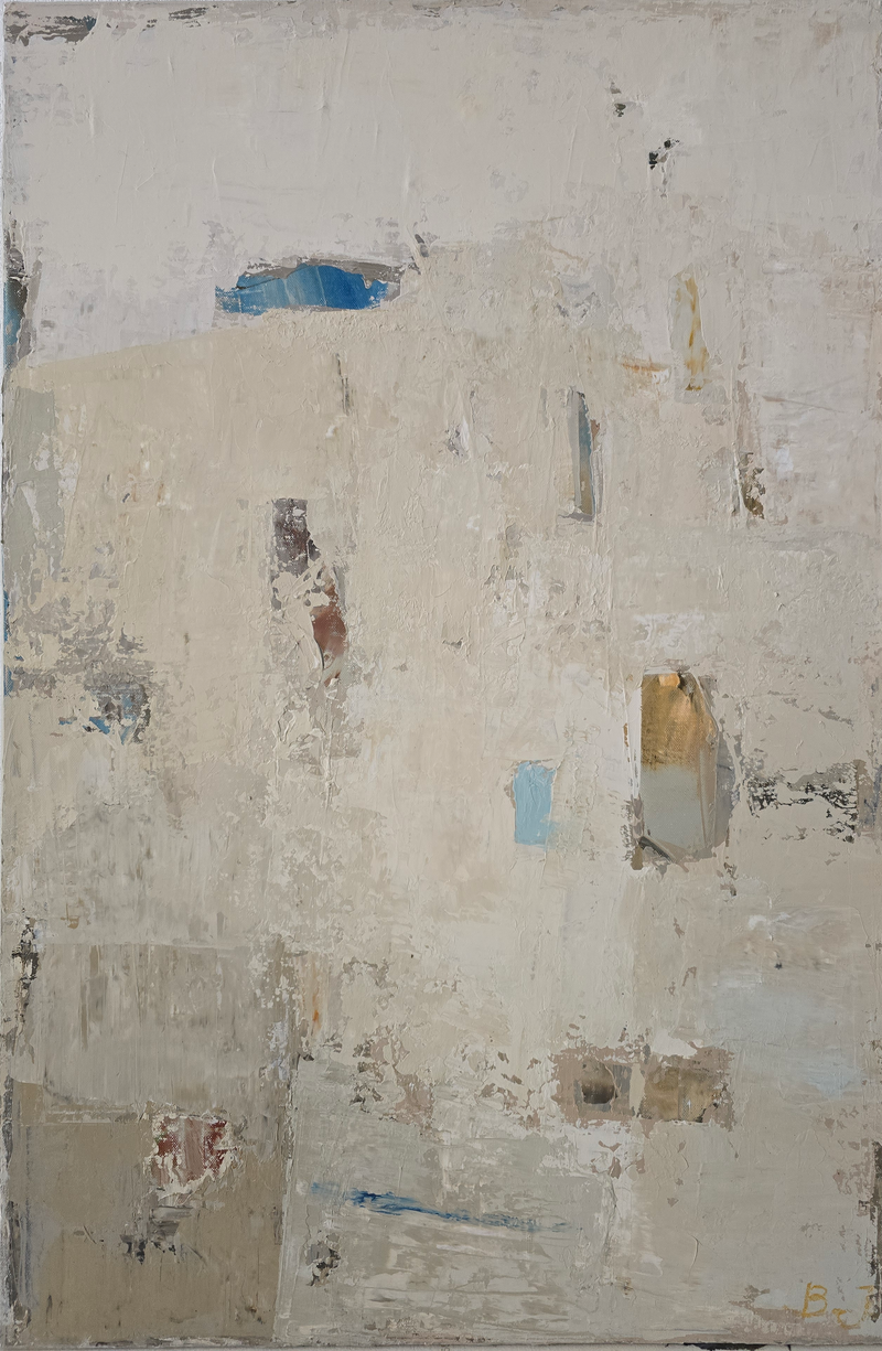 Neutral tones textured original painting created by BIRUTE STUDIO in the modern neutral interior.