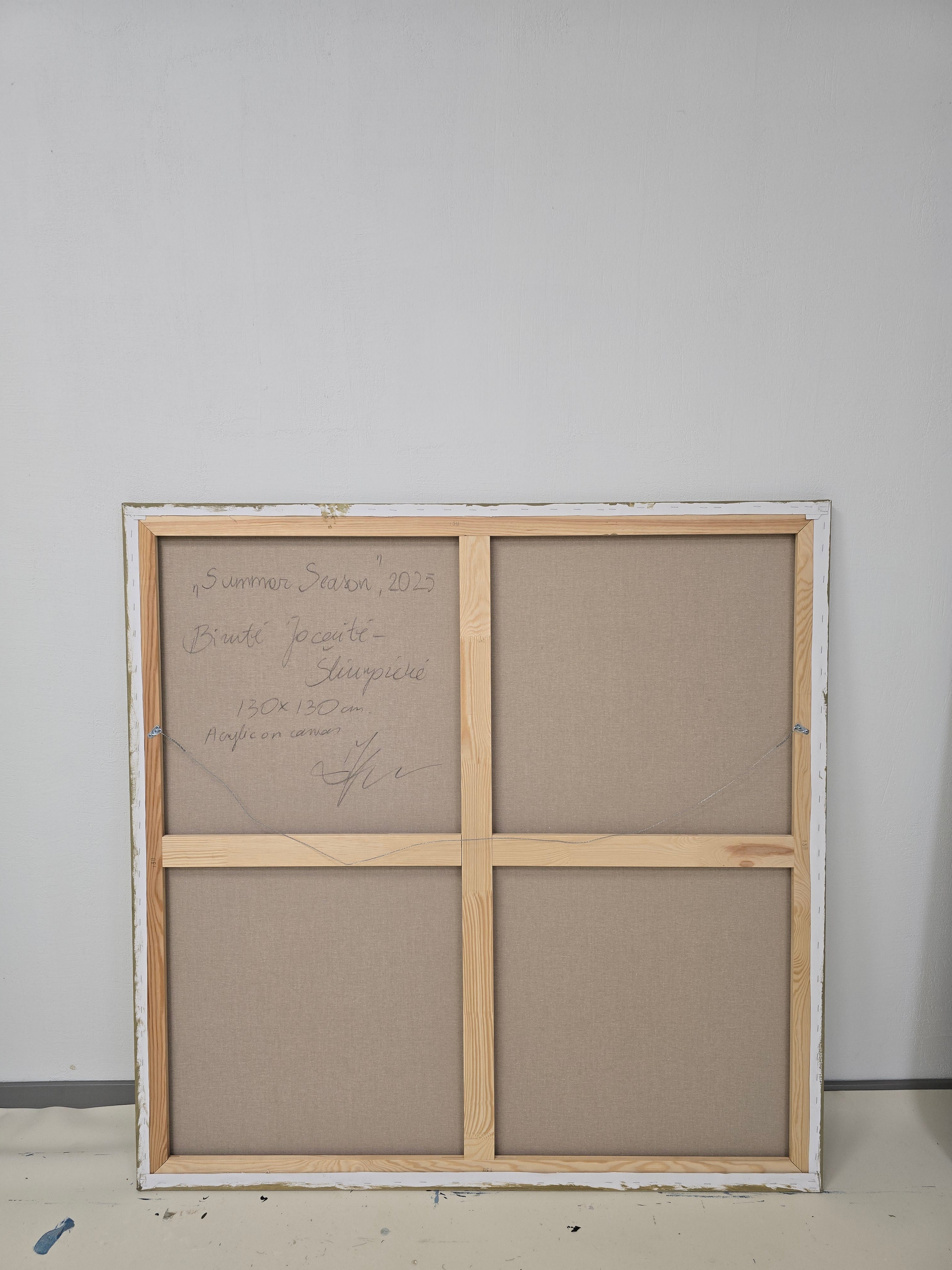 Large-scale abstract painting - Summer Season. 130x130 cm