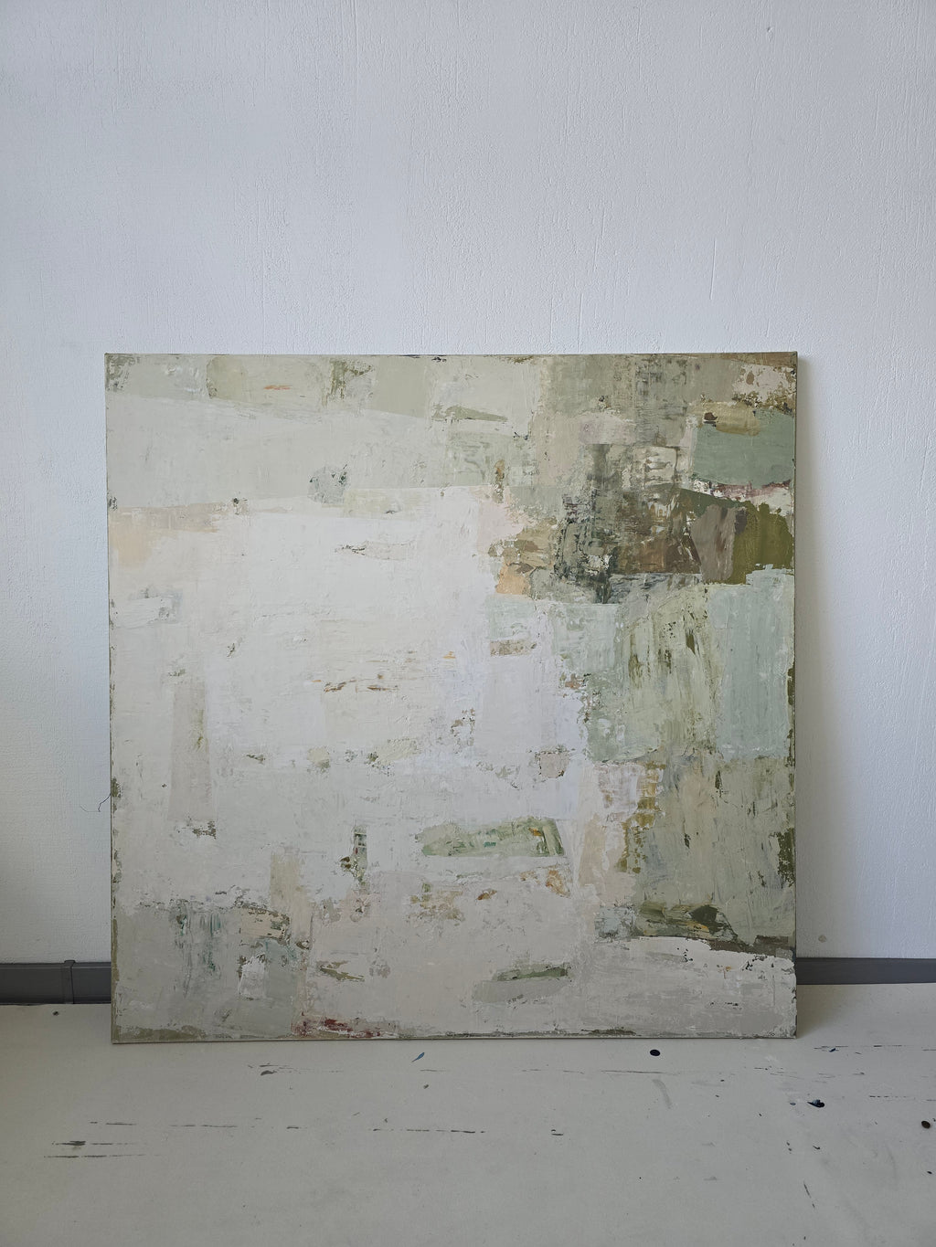 Soft pastel textured abstract artwork on canvas, Spring collection, original hand-painted wall art by Birute Studio