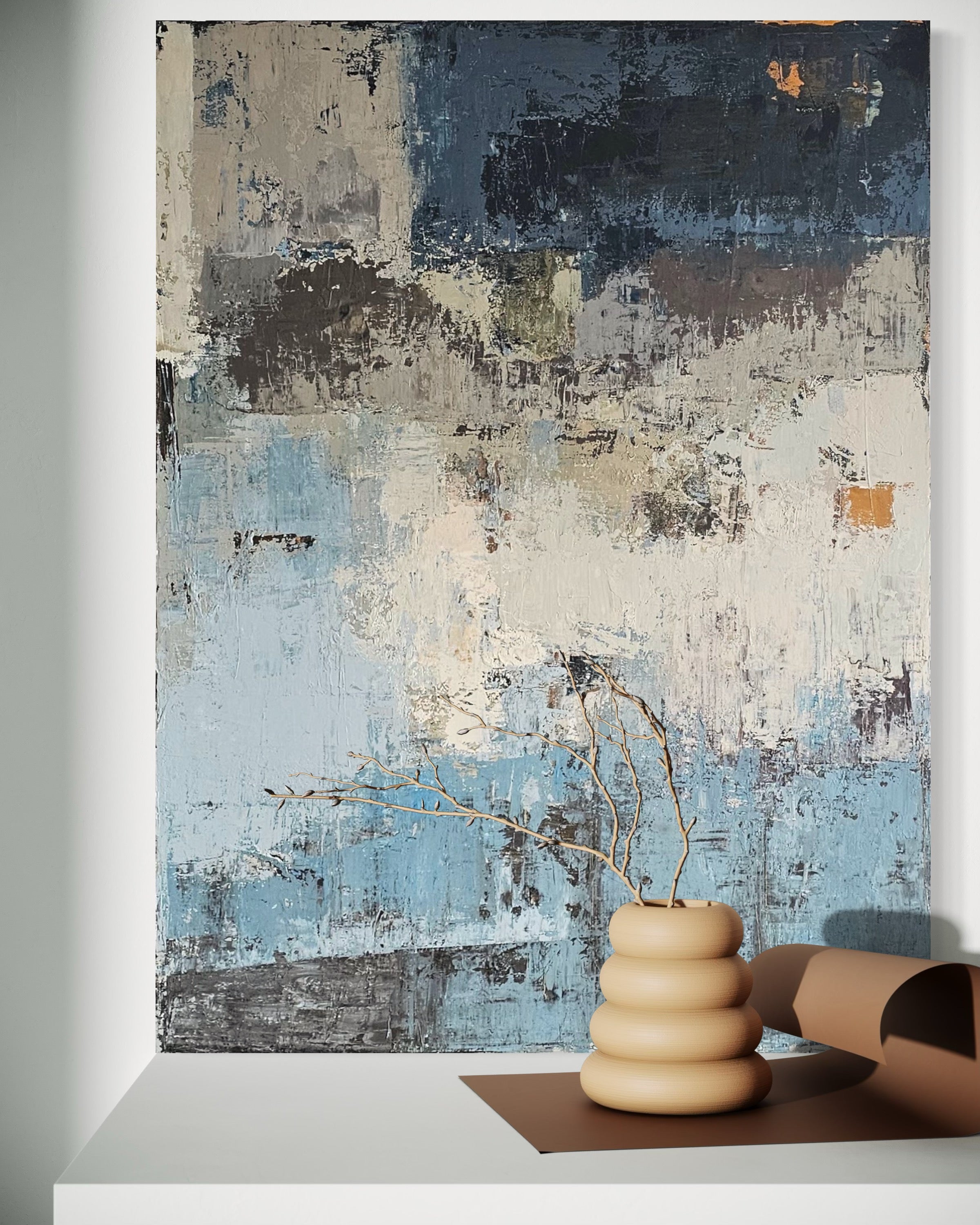 Lifeguard Hut – Large Contemporary Abstract Painting in Light Blue