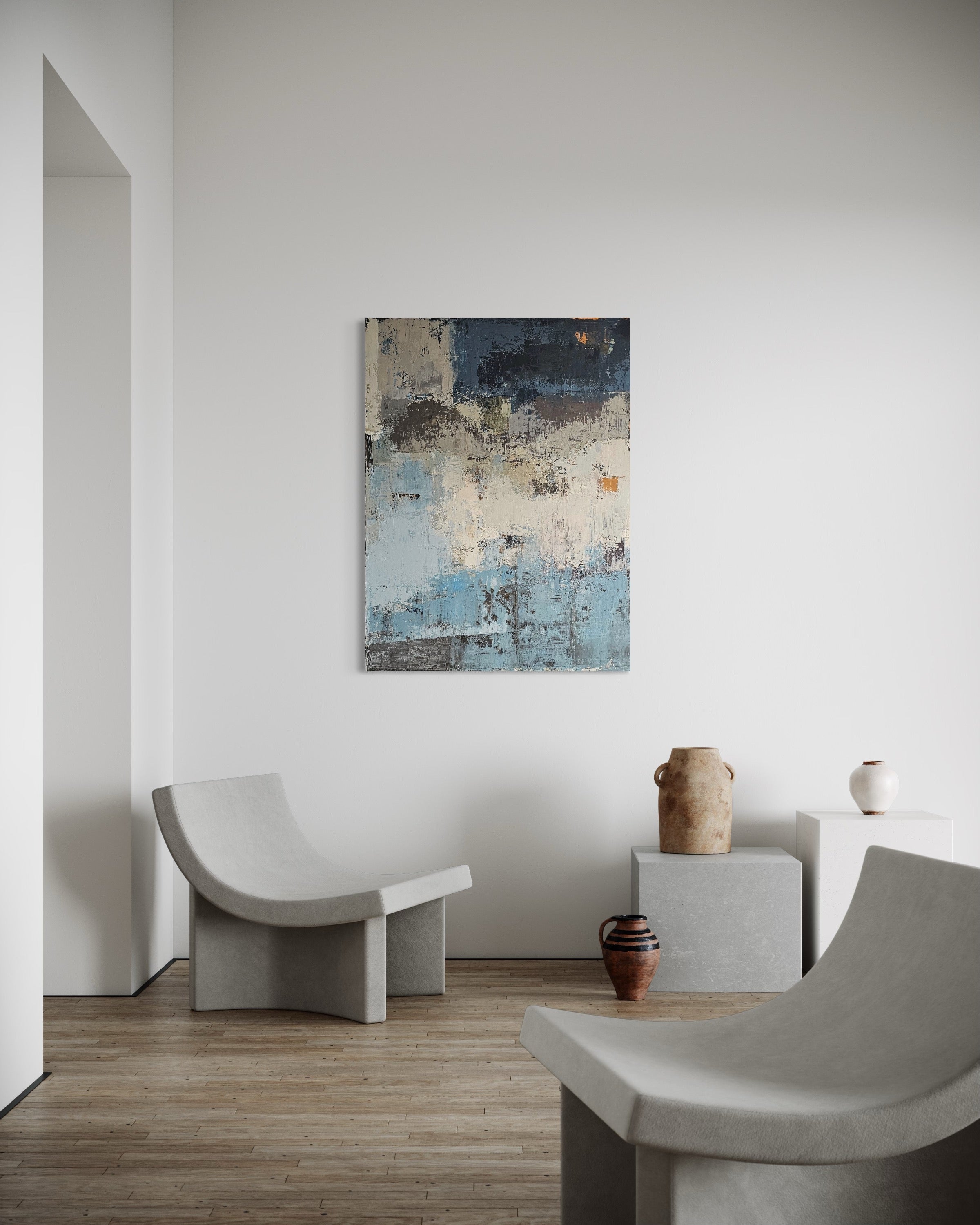 Abstract painting - A Lifeguard Hut. 120x90 cm