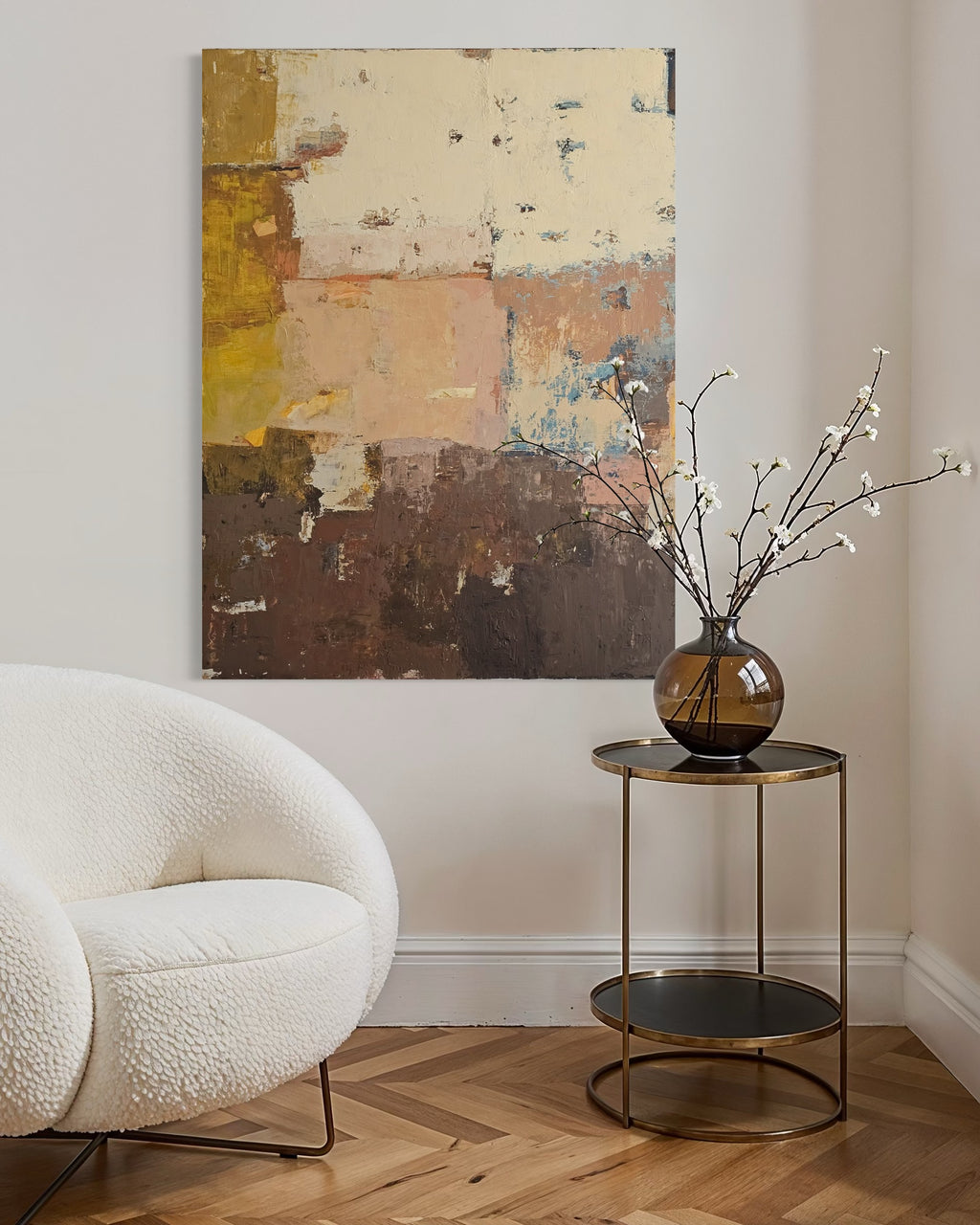 large abstract neutral wall art modern interior BIRUTE STUDIO