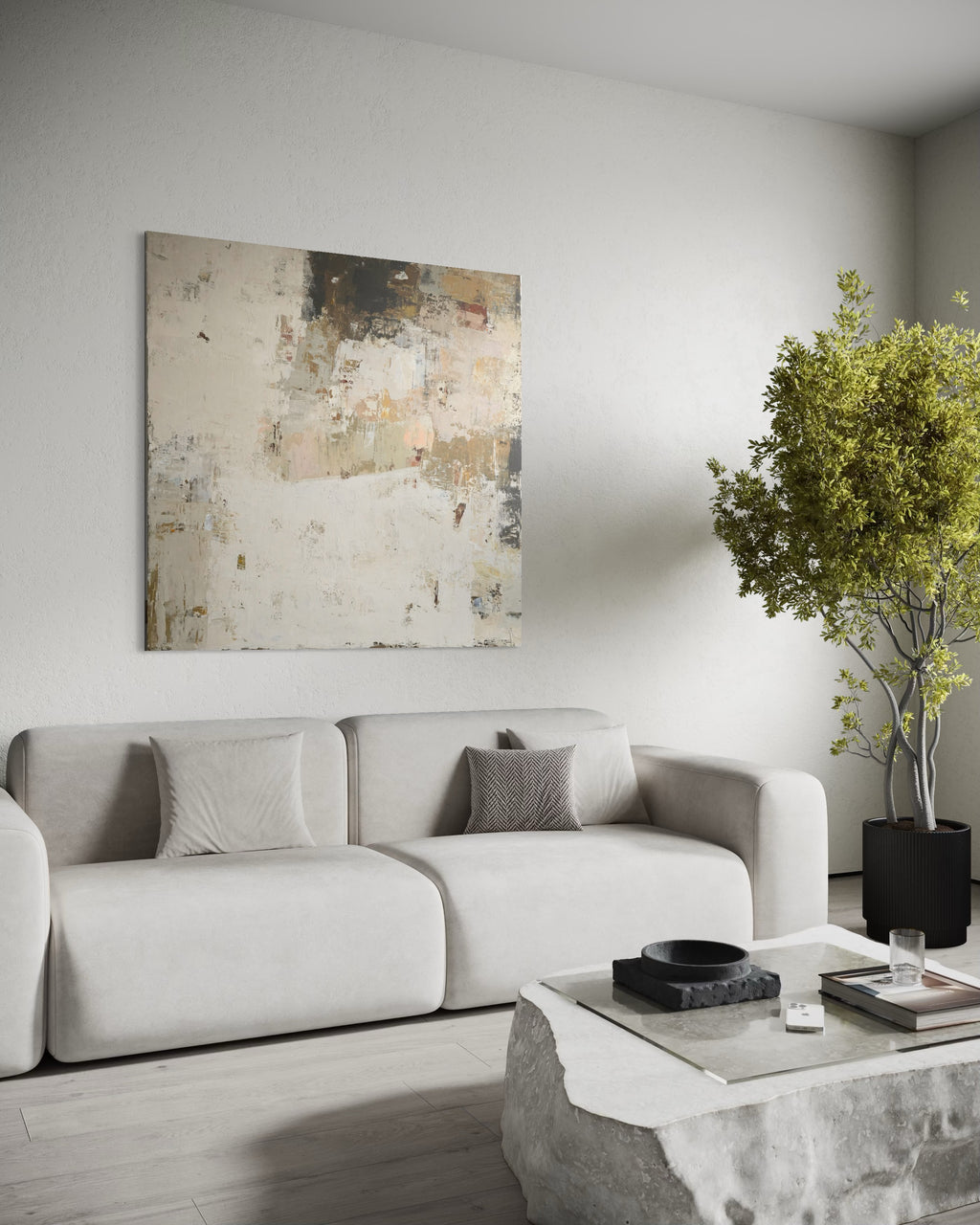 Large-scale painting - Fade III. 130x130 cm