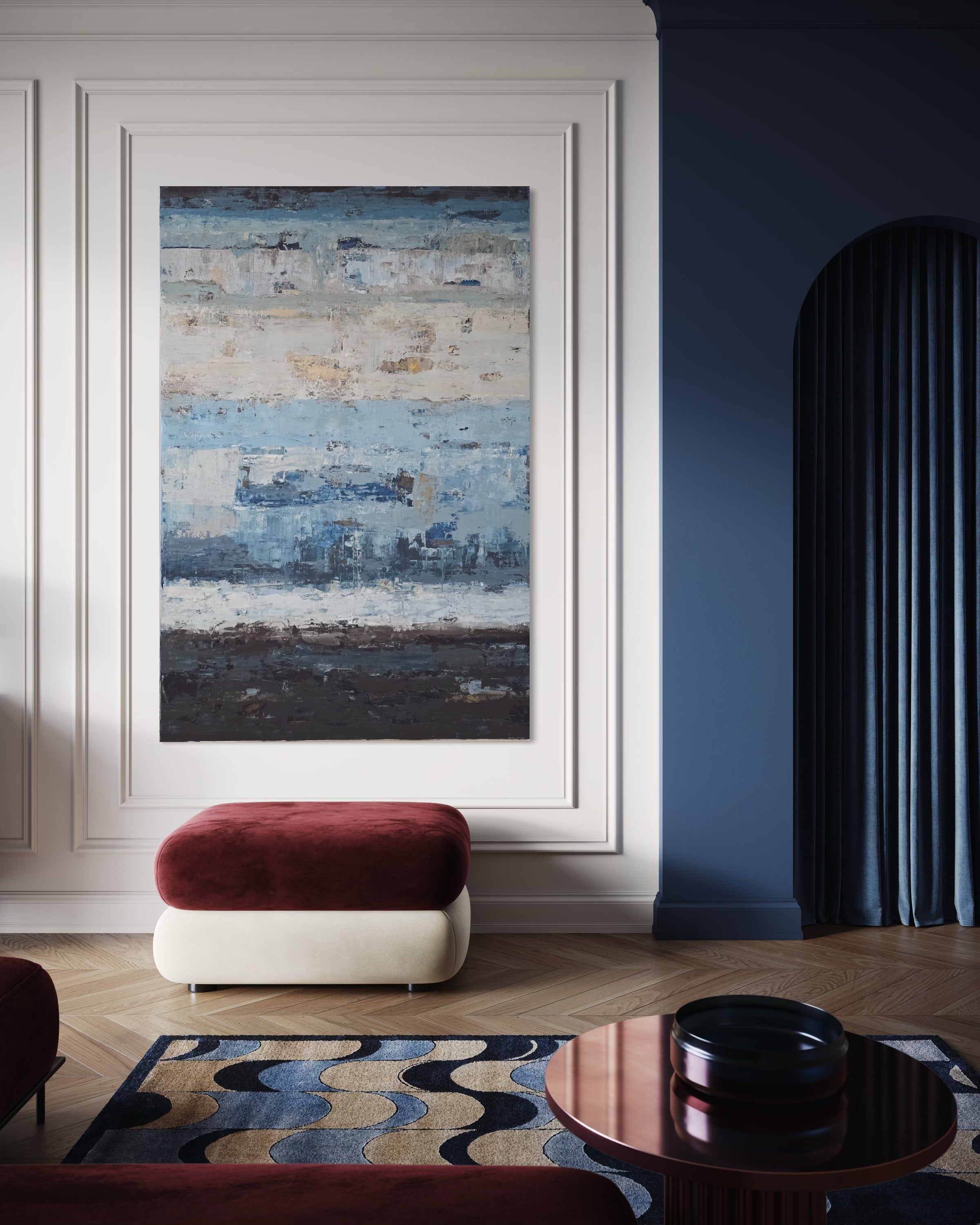 Large-scale abstract painting - Coastline. 180x120cm