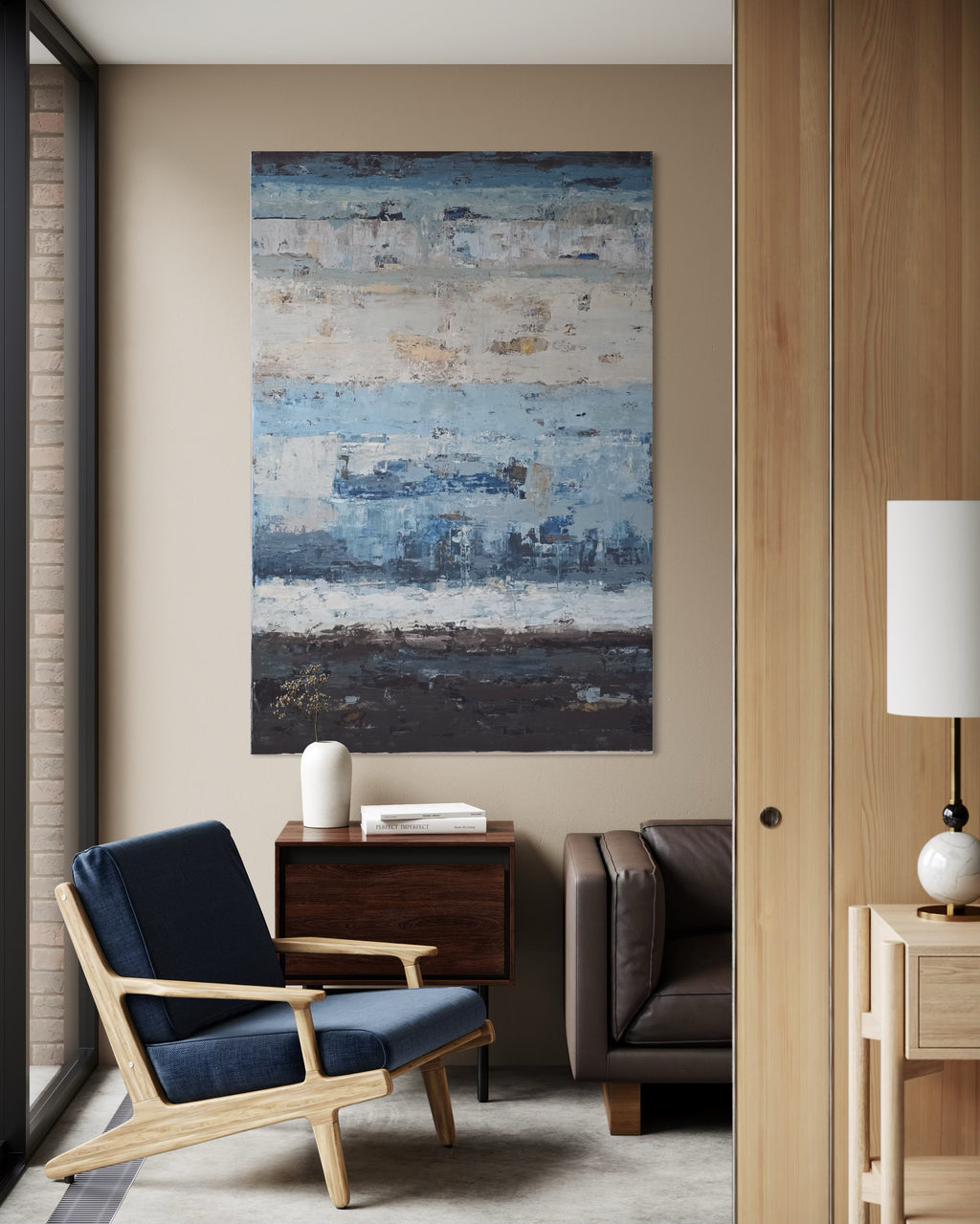 Large-scale abstract painting - Coastline. 180x120cm