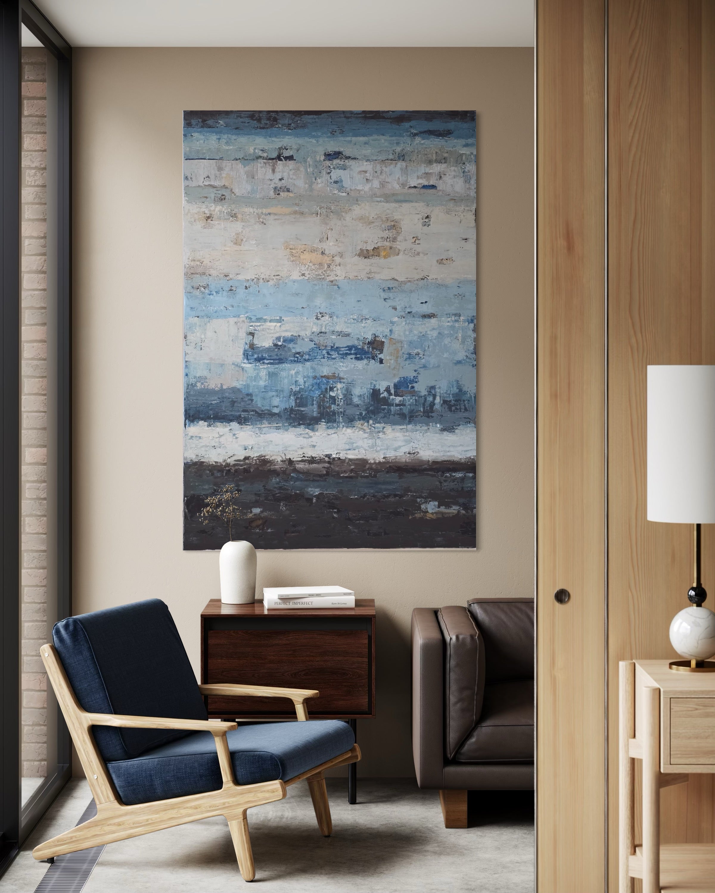 Large-scale abstract painting - Coastline. 180x120cm