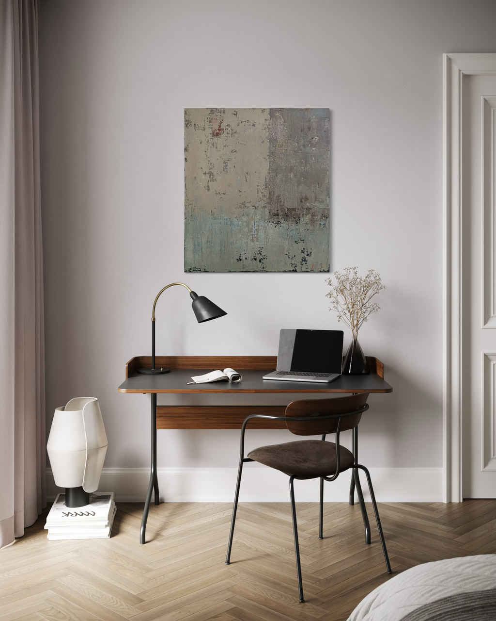 Abstract painting - Winter Ashberry. 90x80 cm