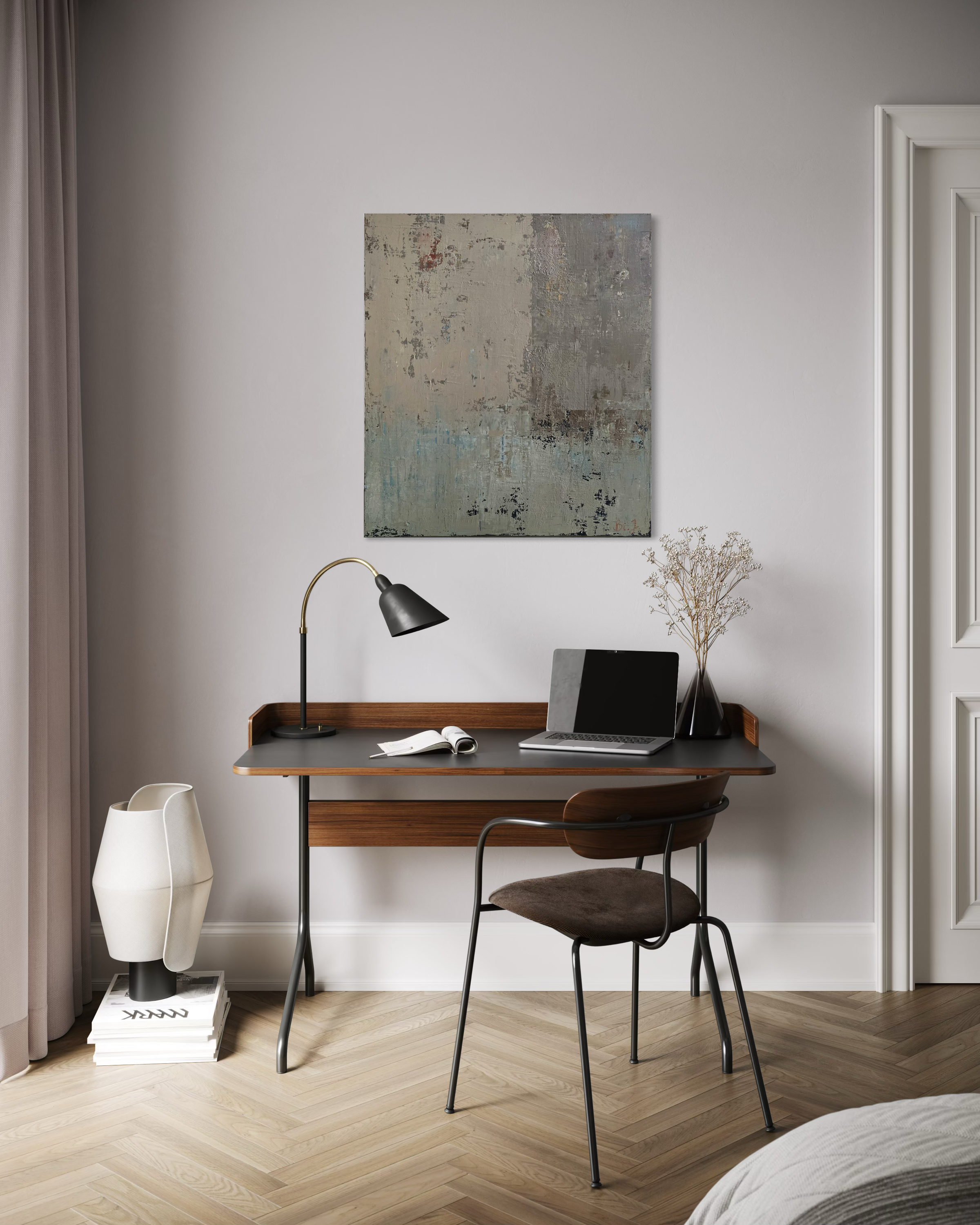 Abstract painting - Winter Ashberry. 90x80 cm