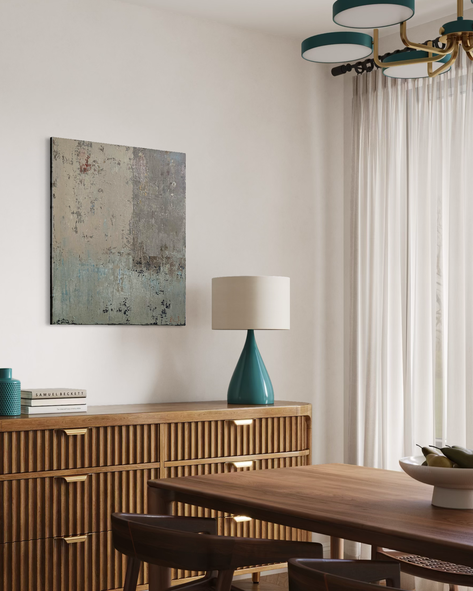 Abstract painting - Winter Ashberry. 90x80 cm