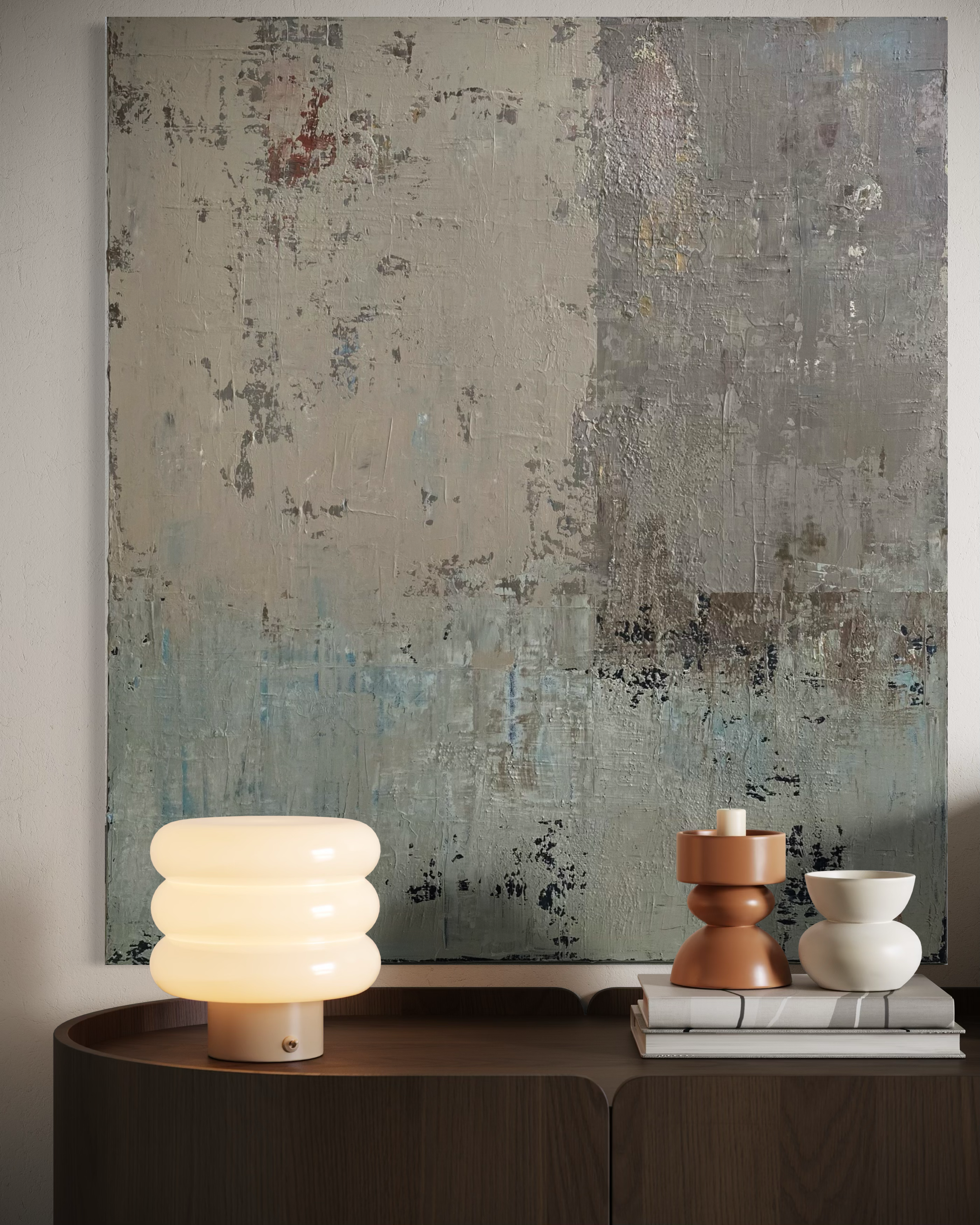 Abstract painting - Winter Ashberry. 90x80 cm