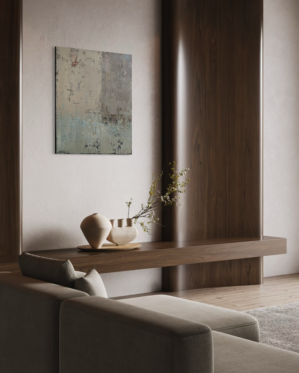 Abstract painting - Winter Ashberry. 90x80 cm