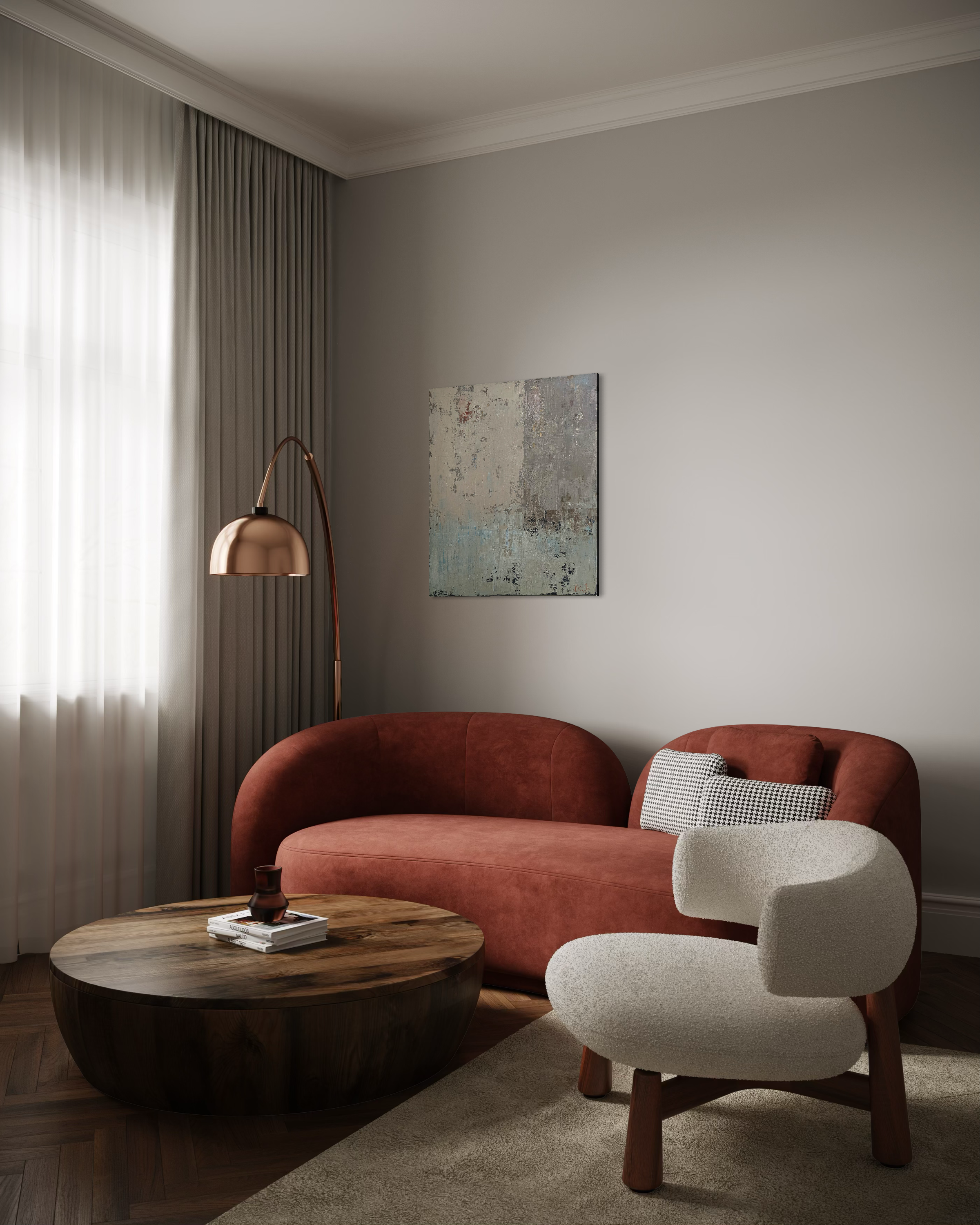 Abstract painting - Winter Ashberry. 90x80 cm