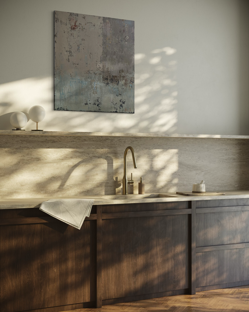 Abstract painting - Winter Ashberry. 90x80 cm