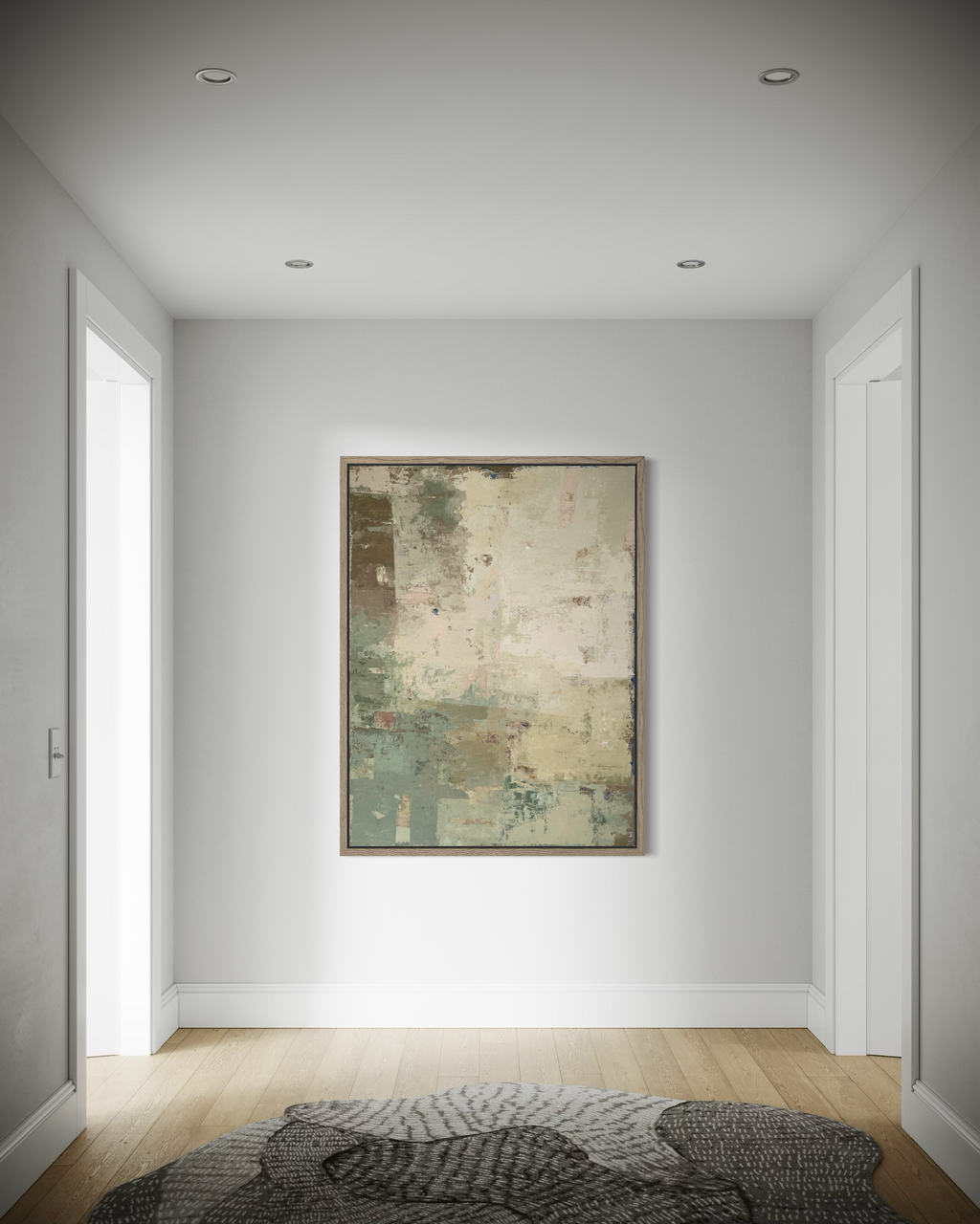 Textured abstract painting on canvas from the SPRING series by Birute Studio - light earthy tones for modern interior decor.