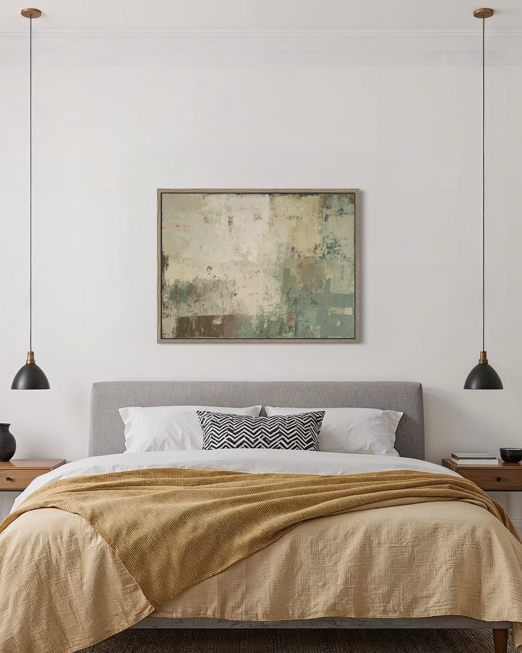 Textured abstract painting on canvas from the SPRING series by Birute Studio - light earthy tones for modern interior decor.