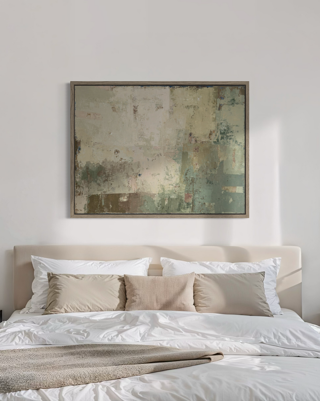 Textured abstract painting on canvas from the SPRING series by Birute Studio - light earthy tones for modern interior decor.
