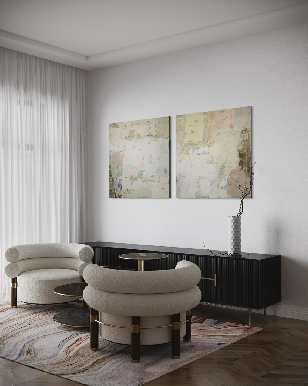 Abstract painting - Spring series No 4. 100x100 cm