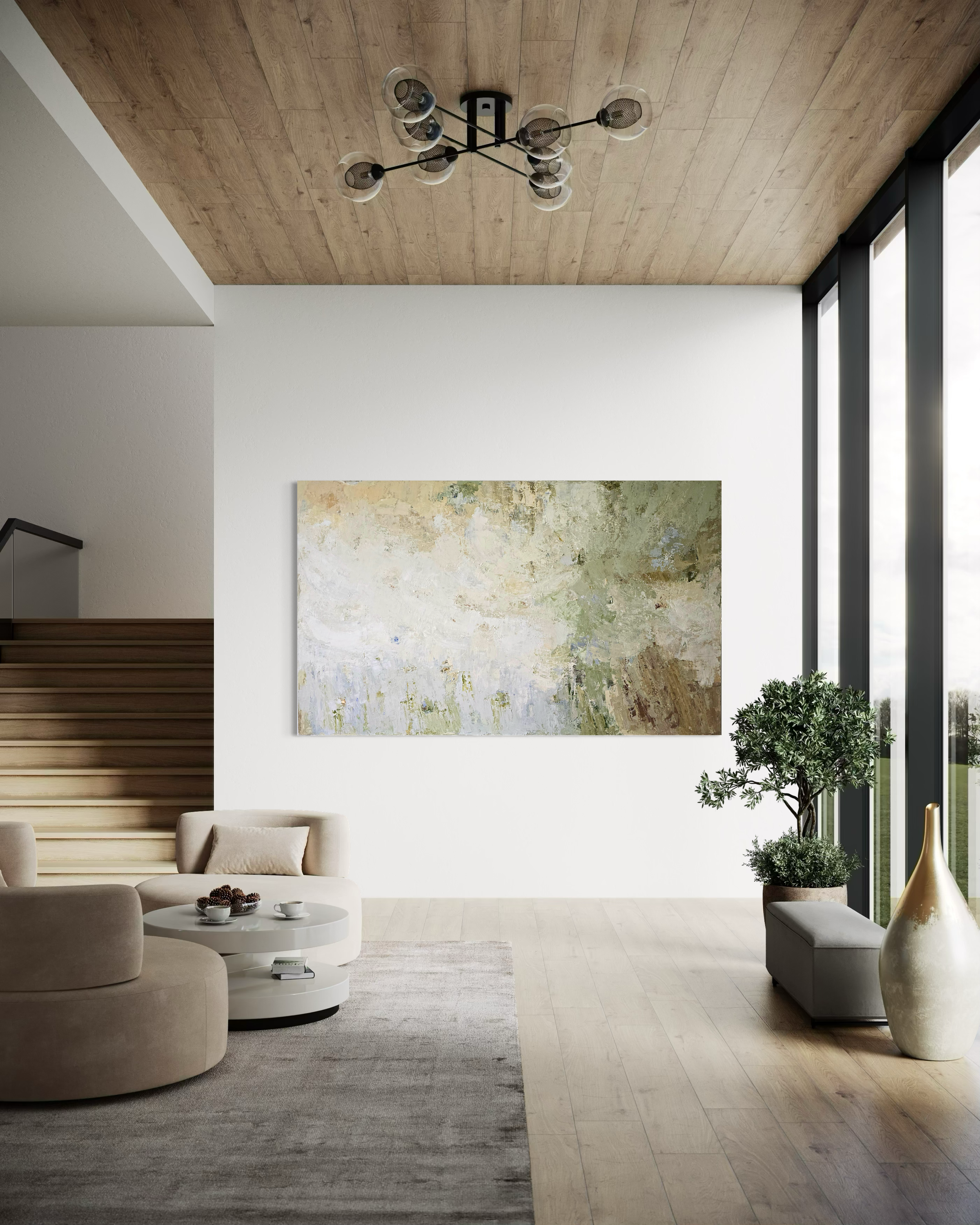 Extra Large Abstract Painting - Above Lithuanian Lakes 250x150 cm