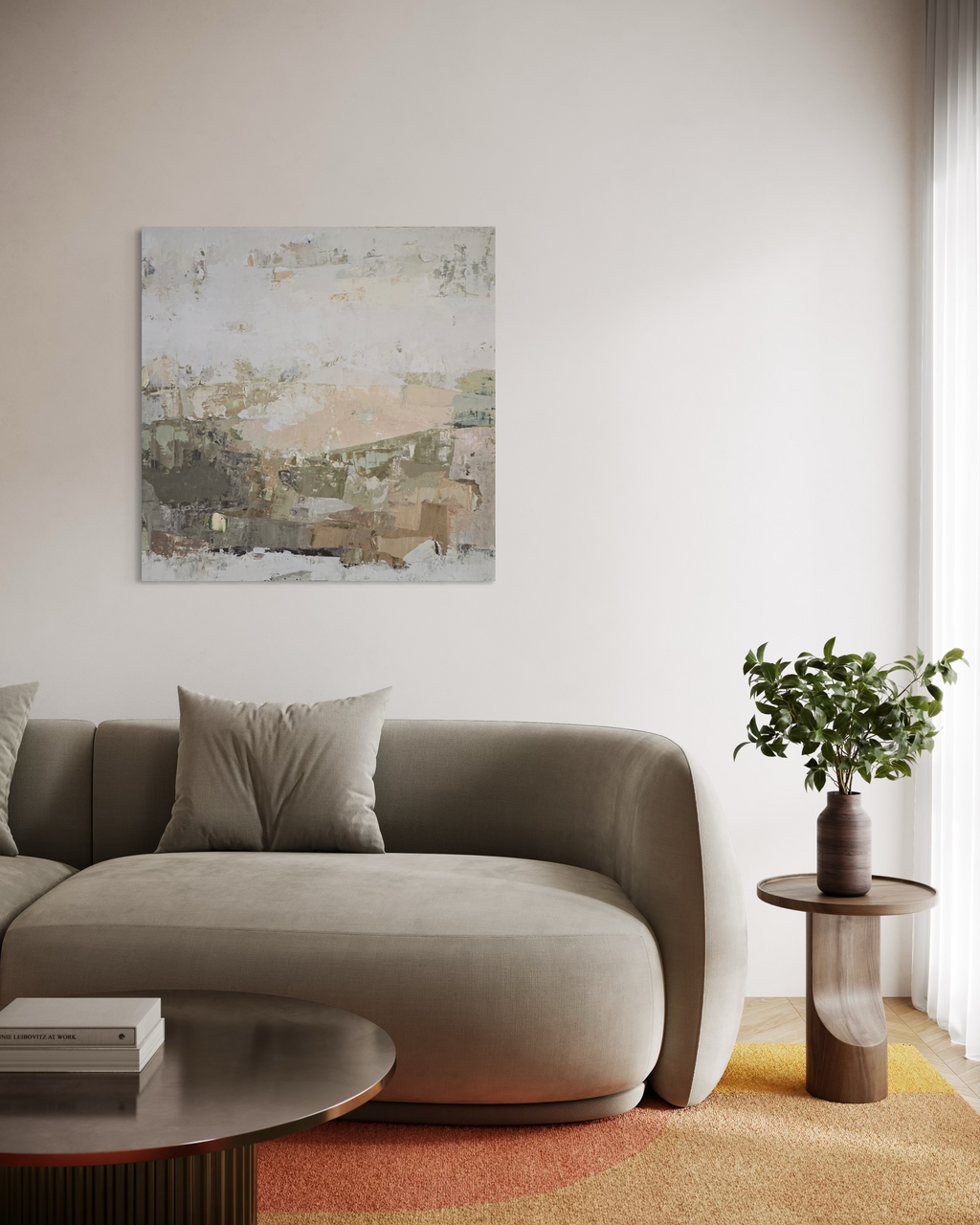 Didelis originalus paveikslas – Autumn Furrows. 90x90 cm