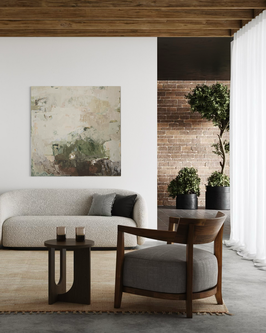 Didelis originalus paveikslas – Green Before the Quiet. 120x120 cm