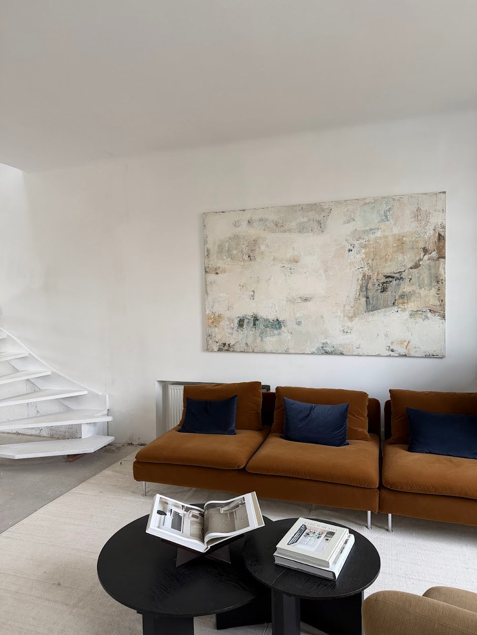 Extra Large Abstract Painting - Gathering Shells on the Shore. 220x140 cm